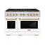 ZLINE 48 in. 8 Burner Double Oven Gas Range in Stainless Steel with White Matte Doors and Accents