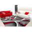 Tapis gris / ivoire / rouge à motif abstrait Cherine-23072333