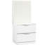Mobilier de chambre à coucher moderne pour très grand lit 5 pièces avec finition blanc perle et panneaux de revêtement muraux doux, tiroirs de chevet en fausse fourrure crème-1106328782