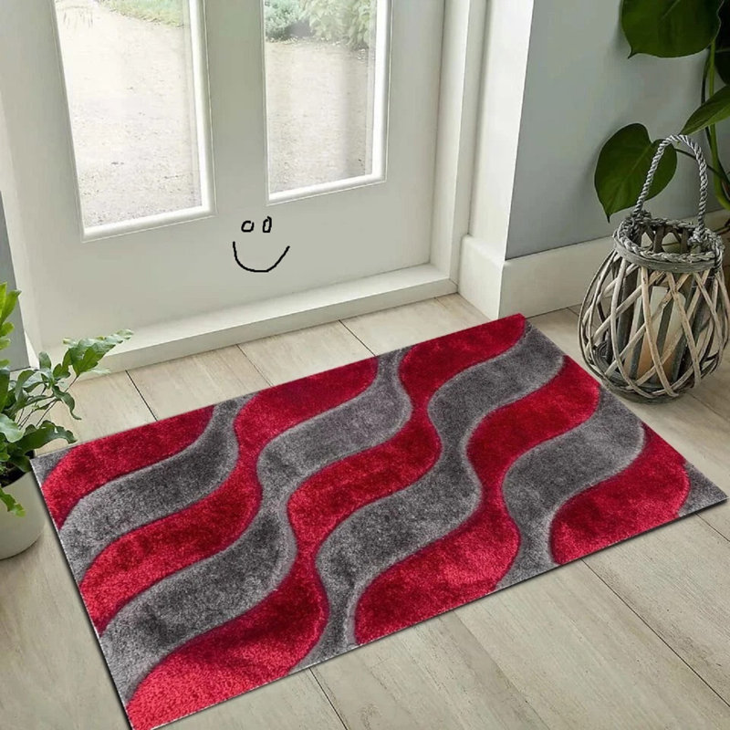 Geometric Shag Area Rug, Rectangle 60 x 110 cm