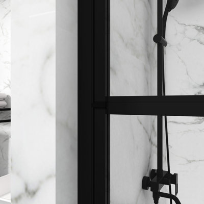 180° Pivot Shower Door, Black, 55"x31.5", Bright And Beautiful Tempered Glass Black 55" Height X 31.5" Width, Glass, Rust-