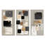 Formes noires avec minimalisme gris, mélange abstrait II - ensemble de 3 reproductions d'art sur toile-129076509-129076510
