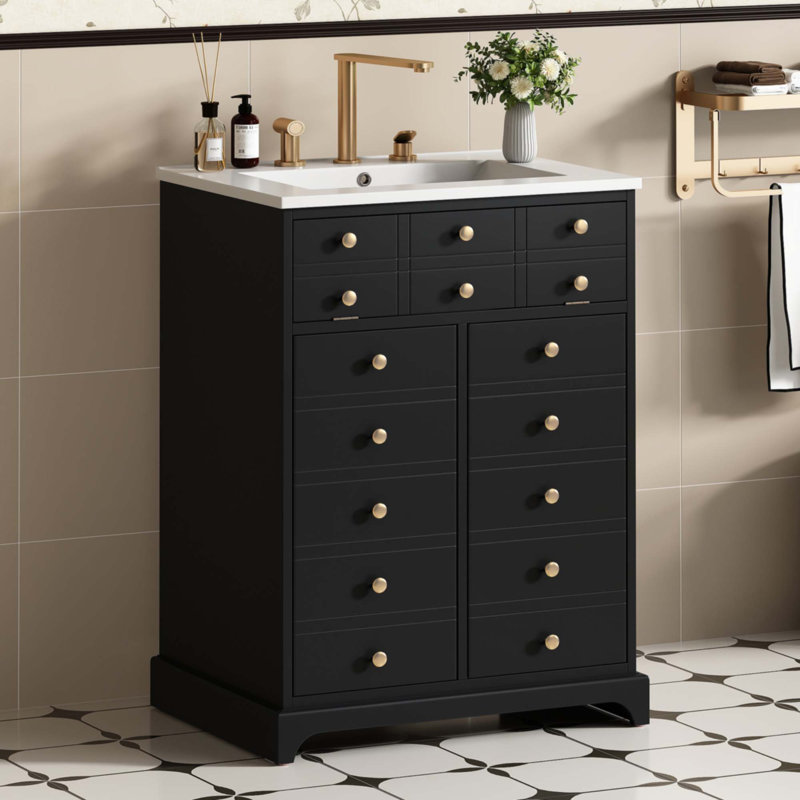 Meuble-lavabo 24 po avec tiroir et deux portes à fermeture en douceur