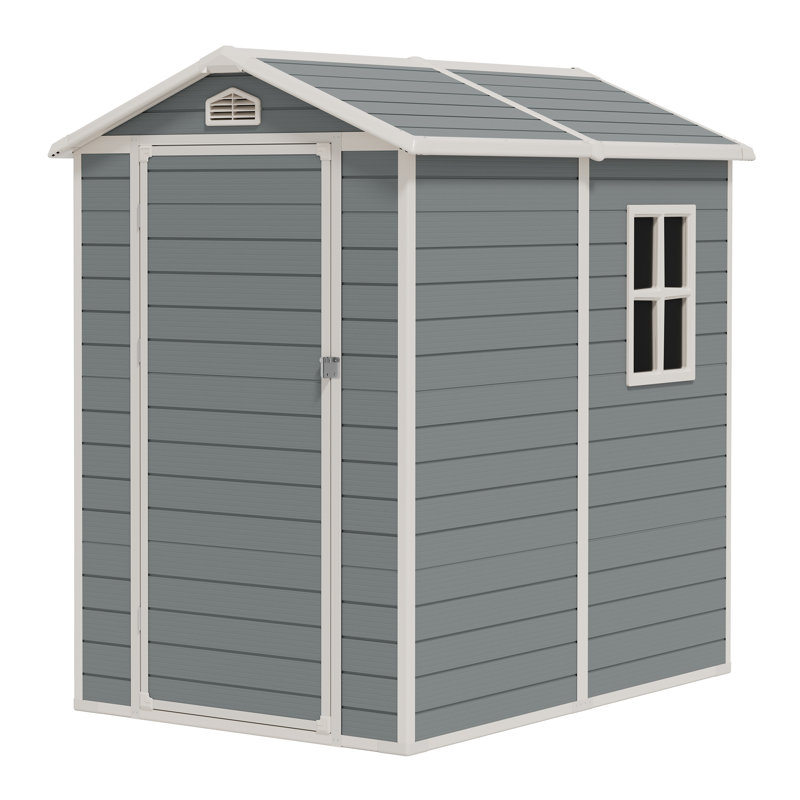 4 ft. W x 6 ft. D Lockable Door Plastic Lean-To Storage Shed with Floor and Window