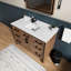 Rustique 48 po Meuble-lavabo large, 34 miroirs, entièrement assemblé, une armoire et six tiroirs pour espace avec miroir inclus