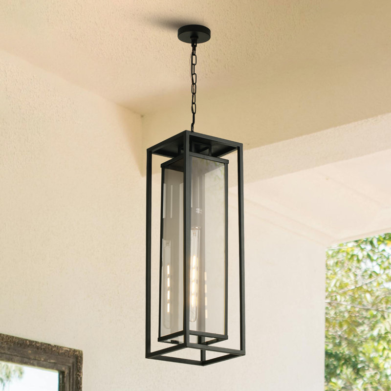 Lanterne suspendue d'extérieur 24 po, 1 lumière suspendue d'extérieur pour porche, patio, entrée et pavillon de jardin