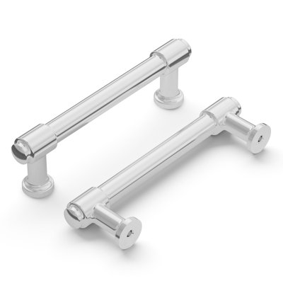 Piper Collection Bar Pull - 3-3/4" Center to Center Cabinet Pull Chrome - Mid-century Modern Hardware for Drawers & Cabinets