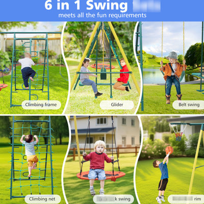 Balançoire en métal robuste, promotion de l'acier de plein air pour améliorer la motricité