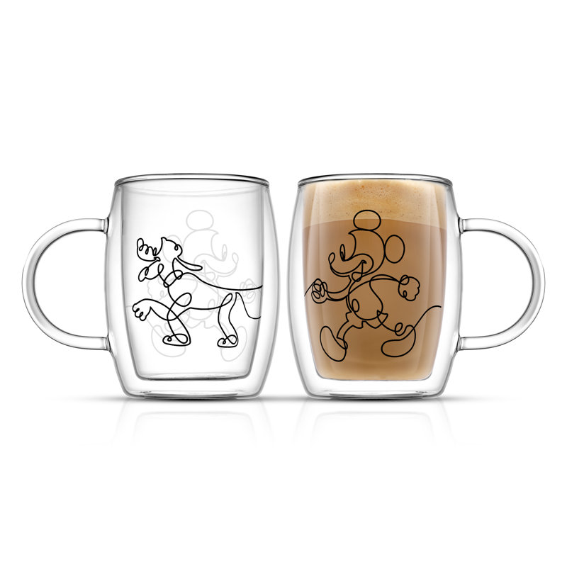 Tasses en verre JoyJolt Disney Mickey & Pluto, 13.5