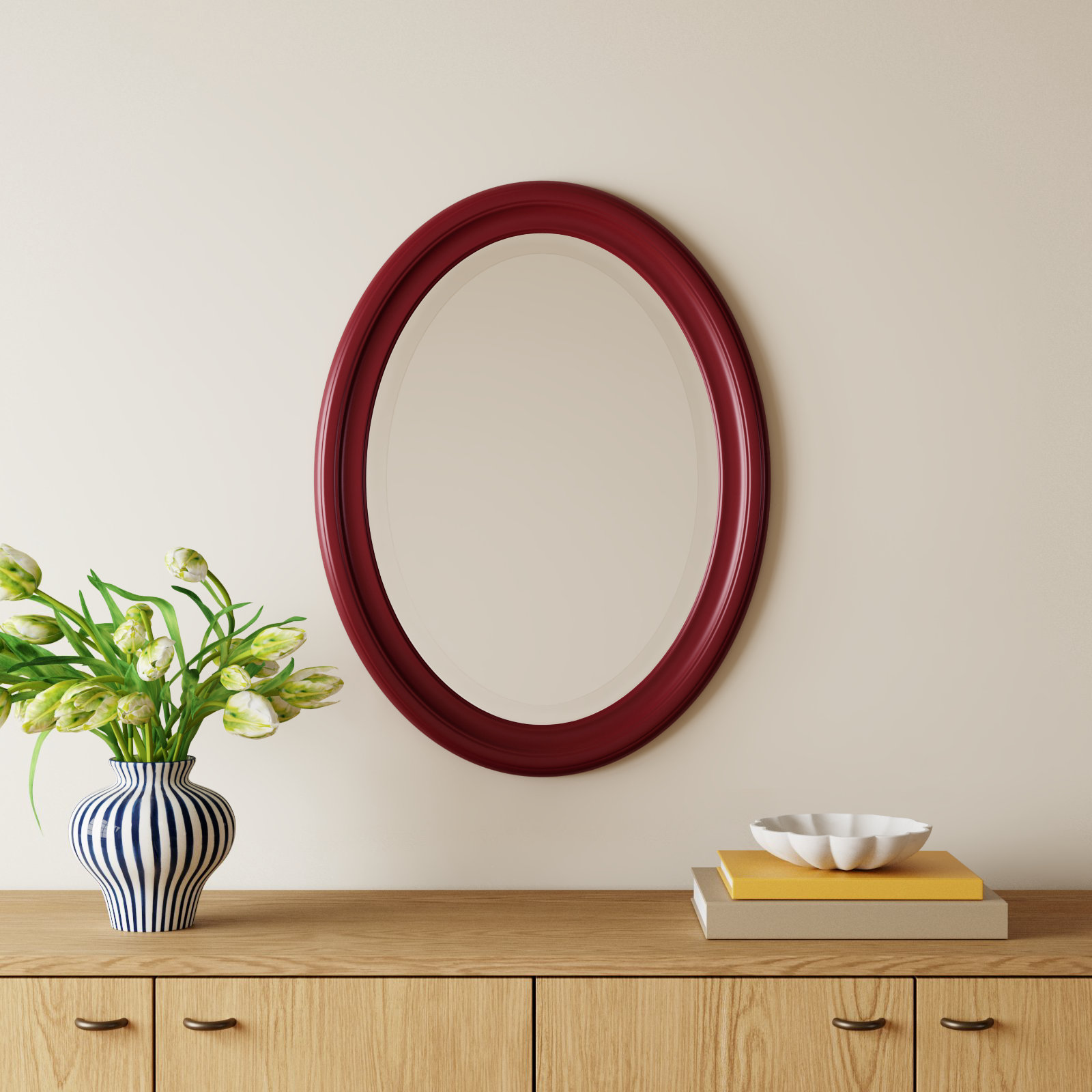 Borna 25" Mirror, Burgundy