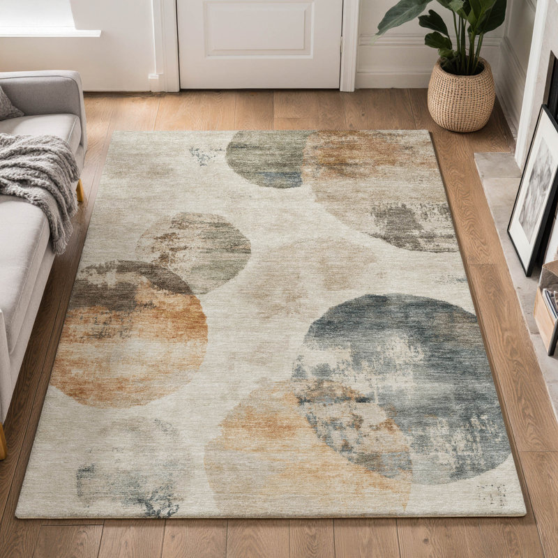 Tapis abstrait lavable à la machine de qualité supérieure Mayfield AMF2346, Beige, 3 pi x 5 pi