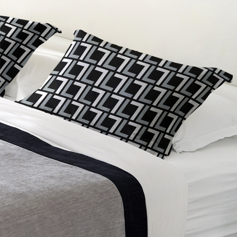 Taie décorative luxueuse Las Vegas Football, Standard / simple, double / double, grand, Noir/argent/blanc, Microfibre