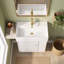 Meuble-lavabo flottant moderne de 21,6 po avec lavabo en céramique et rangement droit, assemblage requis, robinet et drain exclus-133751647