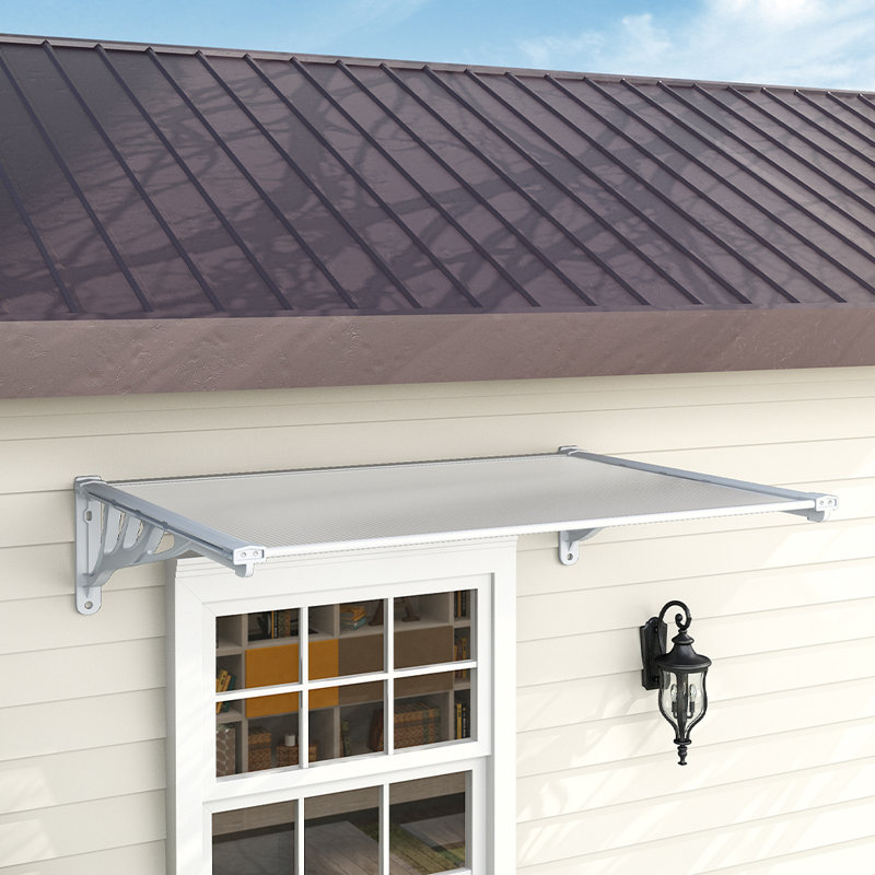 Caladoc 1.2m W x D 1m D Door Canopy, Grey, 28" H x 120" D x 100" W