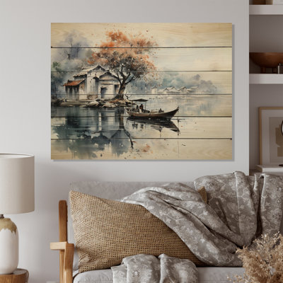 «Vietnam Hue», rivière de parfum sur bois, impression