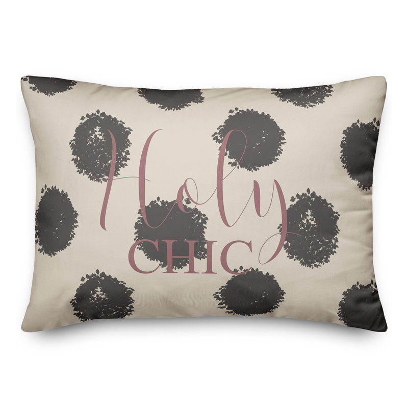 Coussin lombaire rectangulaire à pois, Noir / blanc