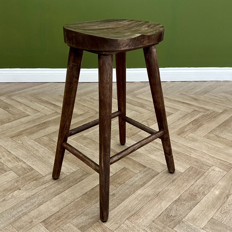 Generosa Counter Stool with Solid Wood Frame, Dark Oak