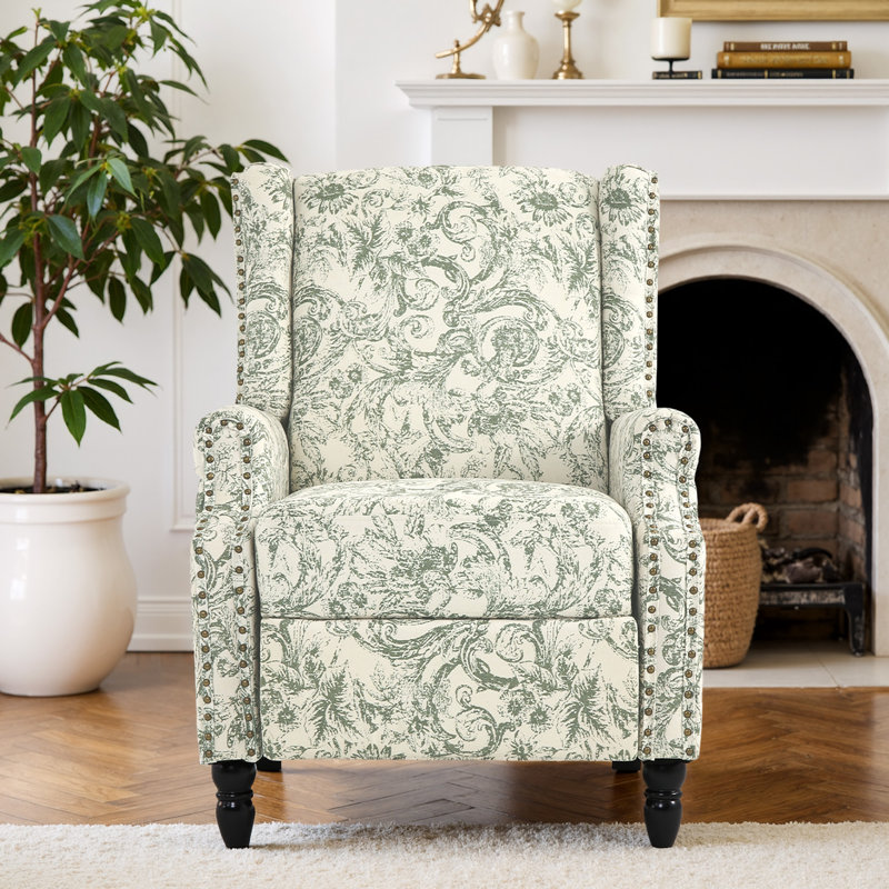Manual Standard Push Back Recliner, Green Floral