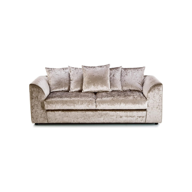 100% Crushed Velvet 3 Seater Sofa, Beige