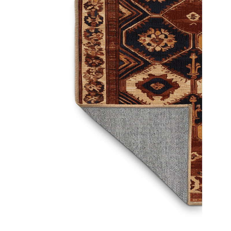 Tapis brun lavable à la machine, Rond 8 pi