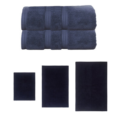 Ensemble de serviettes de bain 100% coton doux 2 pièces Buariki et ensemble de tapis de bain 3 pièces (ensemble de 5) réversible