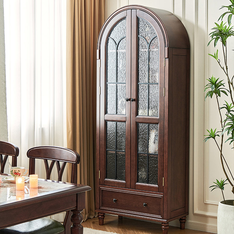 Armoire à vin 82,68 "en verre noyer avec tiroirs 82,68"