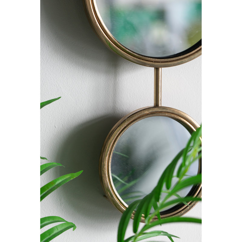 2 miroirs ronds pour mur, fer doré, 11 po x 28,5 po, décor de salon moderne, bureau, miroir d'entrée en fer, décoration murale