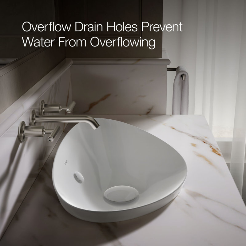 Veil® Ceramic Specialty Vessel Bathroom Sink with Overflow, White