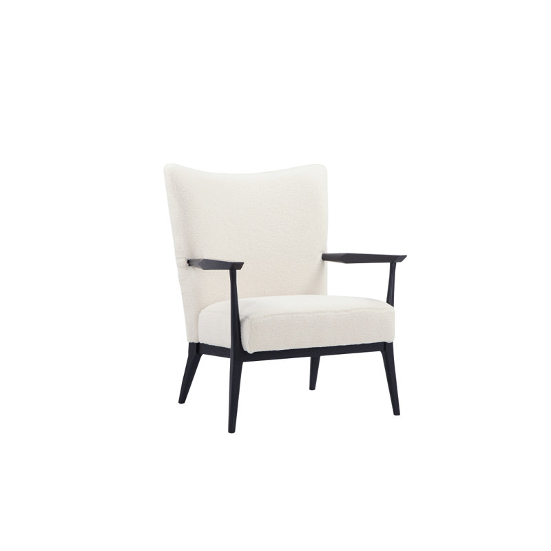 Pangea Home Baja Winnie Lounge Arm Chair – White Bouclé Upholstered Accent Chair with Curved Modern Design, Contemporary Lounge Chair for Living Room or Bedroom