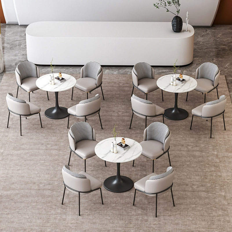 Combinaison de table et de chaise moderne simple, Noir / blanc / gris clair