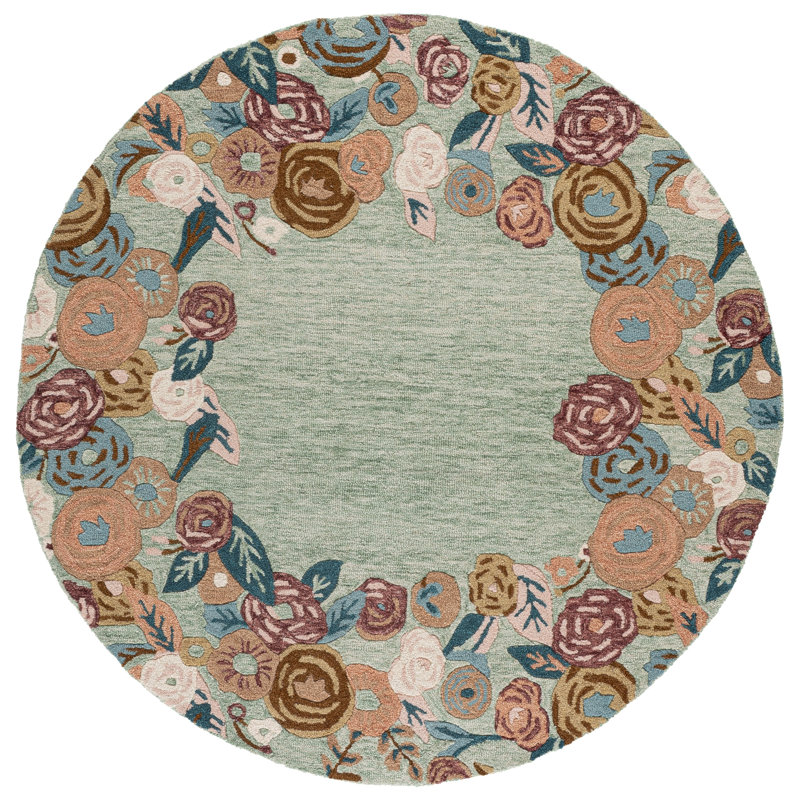 Jardin 765 Hand Tufted 80% Wool; 20% Cotton Floral Rug, Round 6'