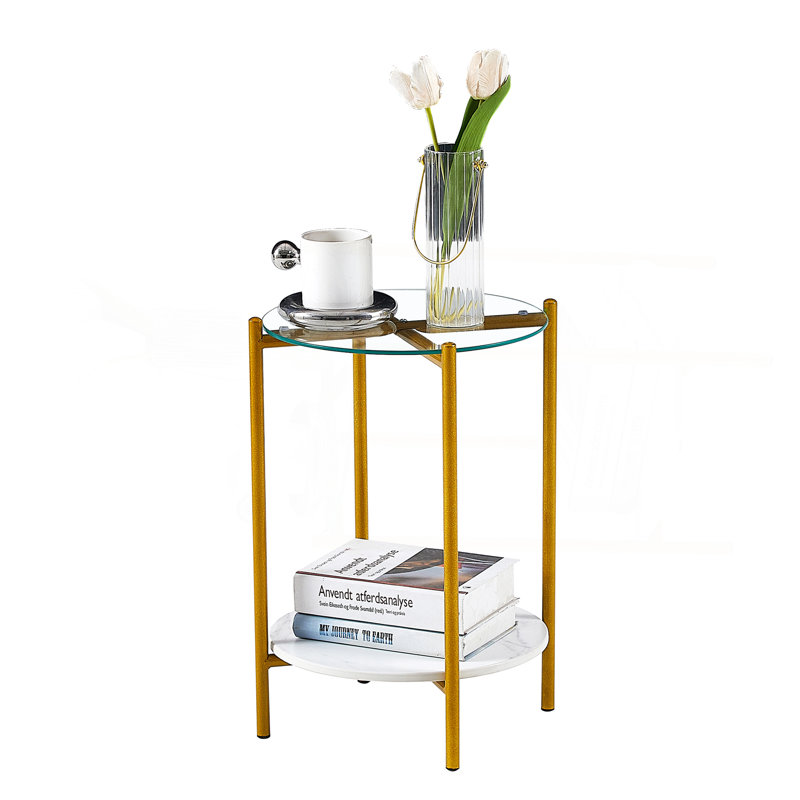 Table de bout à 2 couches avec plateau en marbre