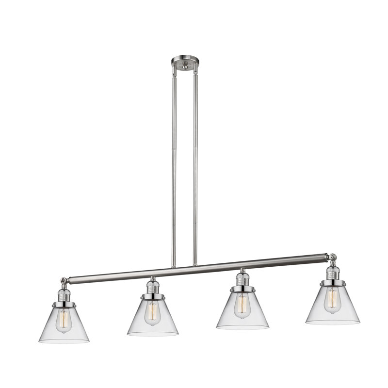 Luminaire suspendu linéaire à 4 lumières pour îlot de cuisine Lemieux, Transparent, H 10 po x l 50,88 po x P 7,75 po