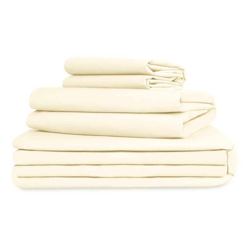 Ensemble de draps 100% coton biologique 100% percale certifié GOTS, ultra doux et soyeux, évacuant l'humidité, Ivoire