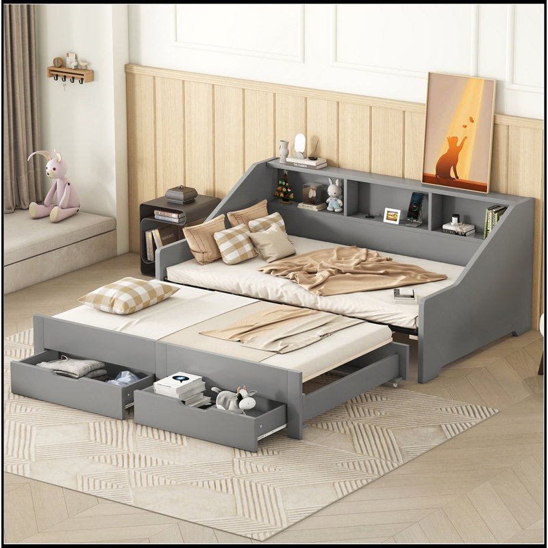 Lit de jour polyvalent avec conception extensible, fabrication robuste et station de charge pour une utilisation pratique