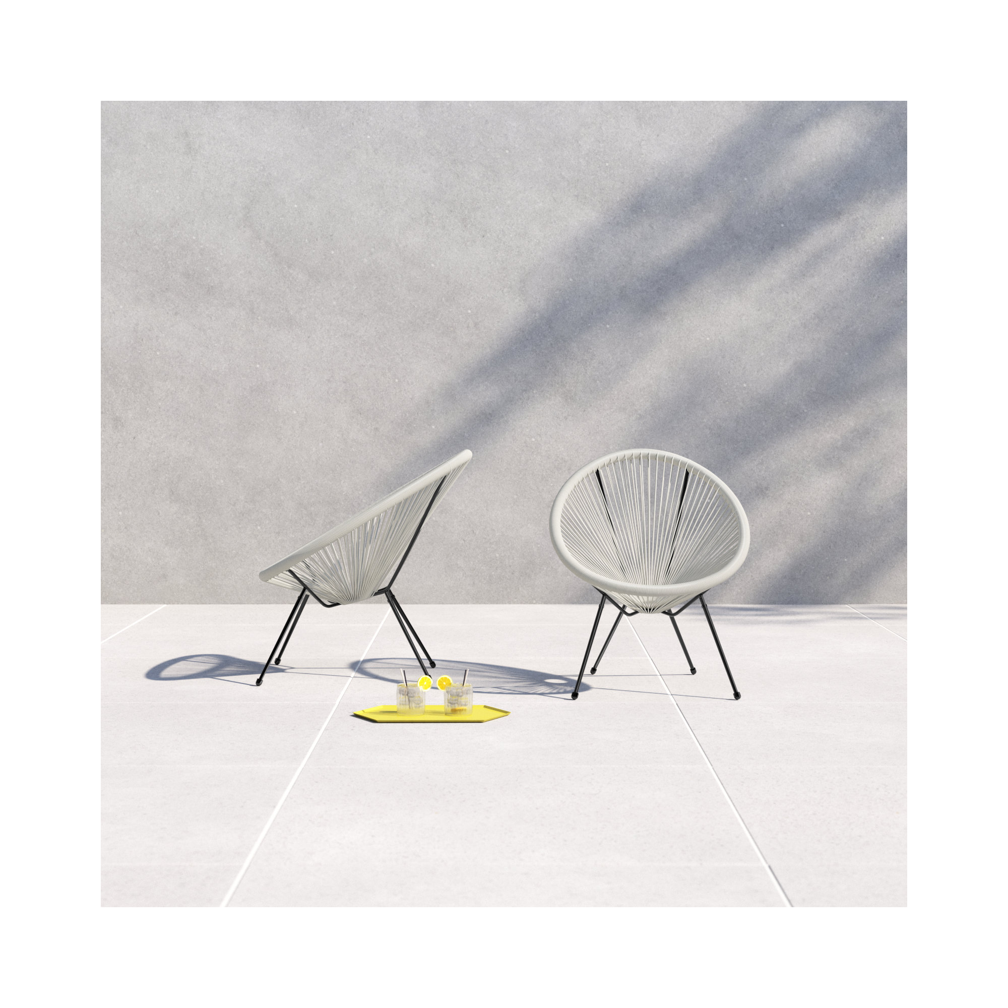 Outdoor Hammock Weave Patio Chairs (Set of 2), White