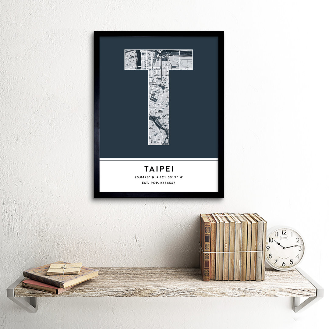 Taipei Taiwan City Map - Single Picture Frame Typography