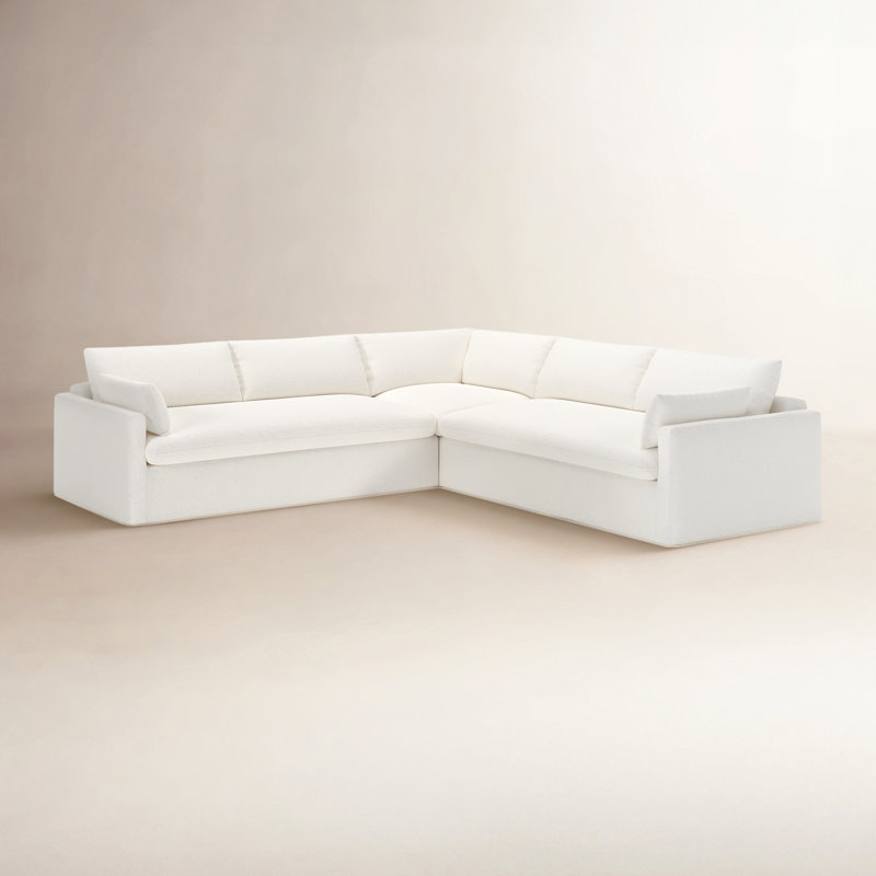 Luna 3-Piece Slipcovered Sectional, Apollo Alpaca Boucle