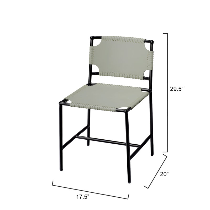 Dove Grey Leather Upholstered Arm Chair with Metal Frame