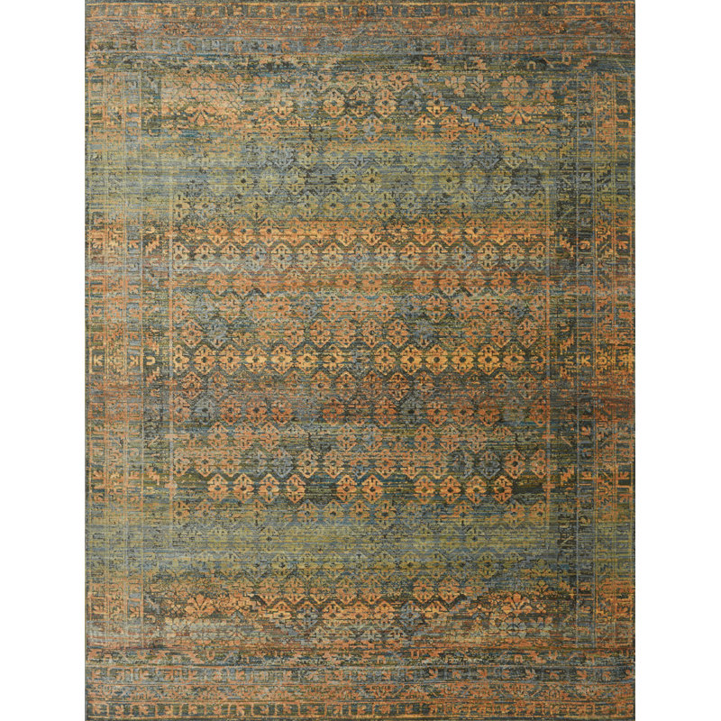 Tapis de style oriental orange Dallen, Rectangle 2 pi 6 po x 4 pi