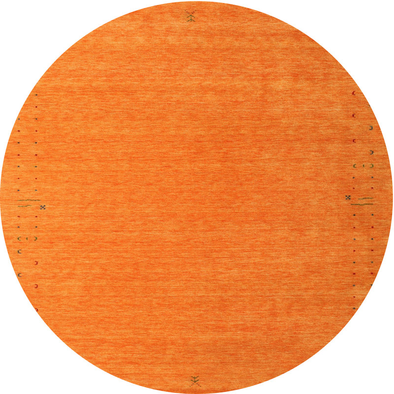 Tapis de zone orange/noir contemporaine, Rond 3 pi