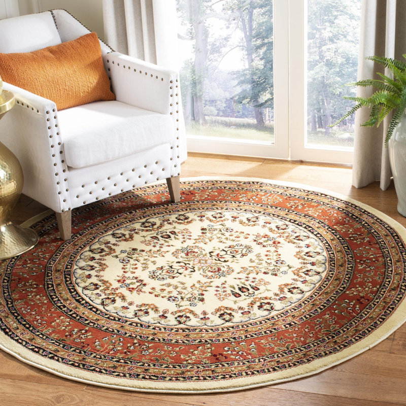 Klose Oriental Machine Made Power Loom Polypropylene Area Rug in Brown/Beige, Round 5'3"