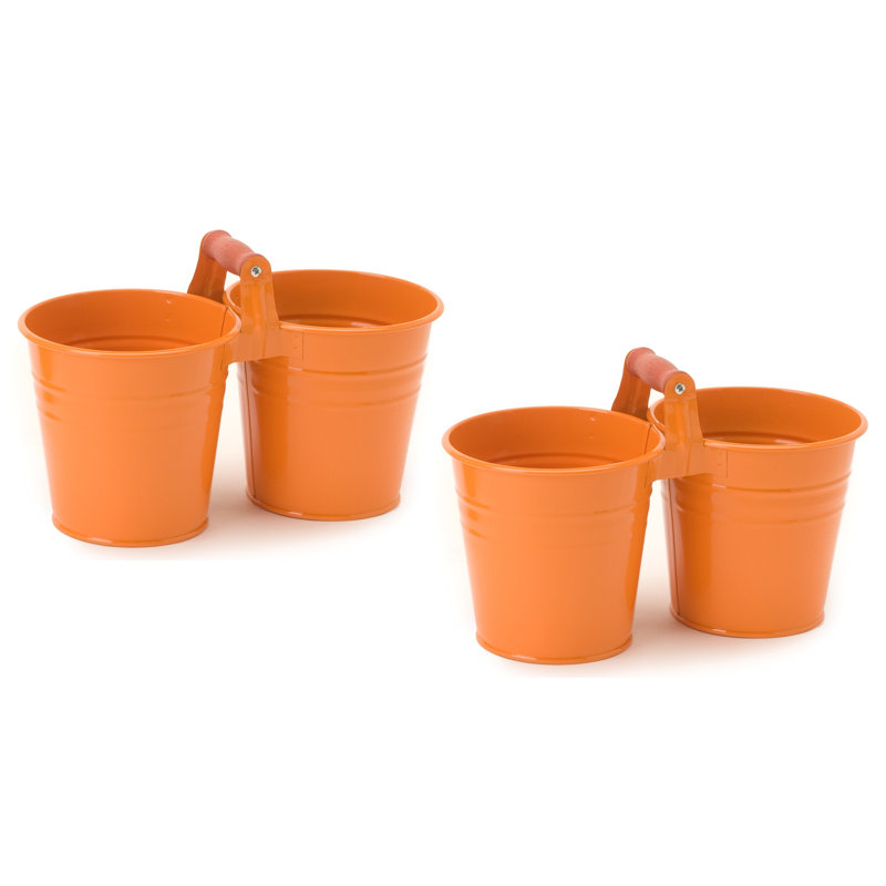 Kilroot Metal Pot Planter, Tangerine, 2