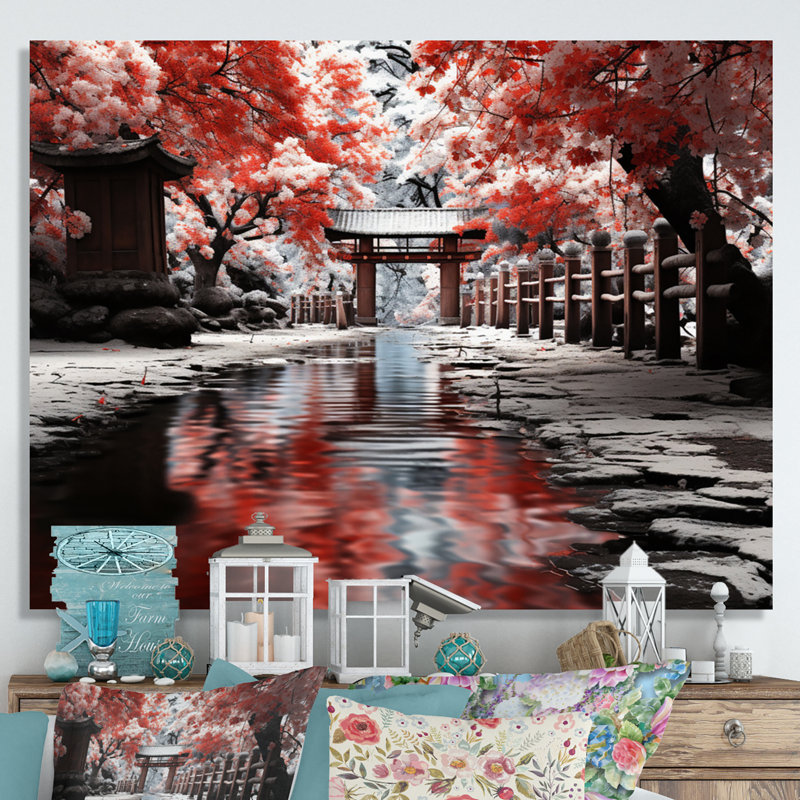 «Japon Art Red Torii Gate II», reproduction d'art sur toile, H 30 po x l 40 po x P 1,5 po, Toile tendue