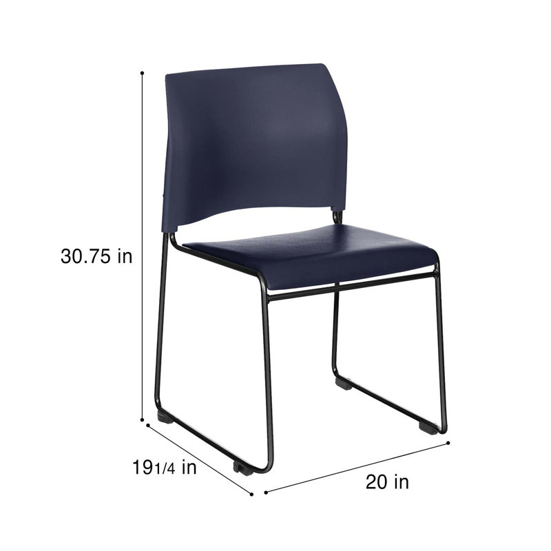 Jody Vinyl Stack Chair , Blue, Black, 2