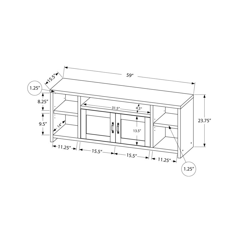 Meuble télé de style moderne, console de 60 po avec rangement, taupe pour l'ameublement et la décoration du salon et de la chambre à coucher