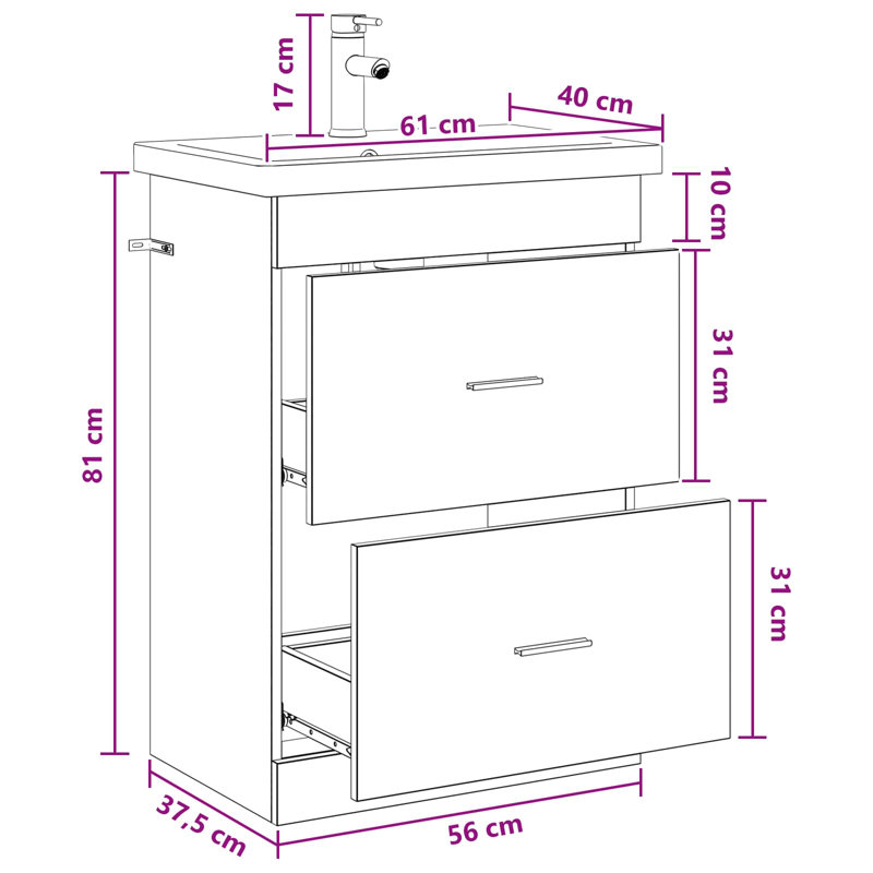 Vanity & Mirror Set, Sonoma Oak