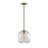 10" W Ribbed Glass and Metal Single Pendant Light-1862851961