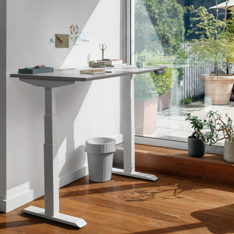 Standing Desk, 52" H x 60" W x 30" D, Fog, White