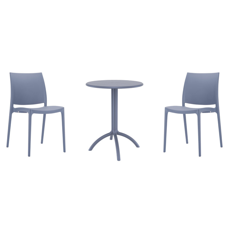 Burt 2 - Person 23.6" Round Bistro Set, Gray